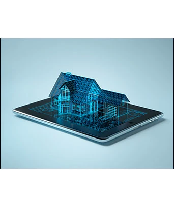 ikona domu 3D na tablecie